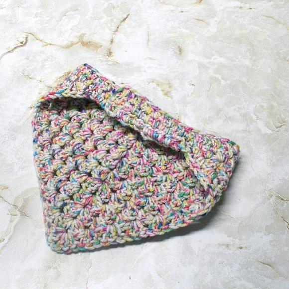 HAND CRAFTED Dog Bandana Crochet Granny Square Retro Party Variegated Colorful - Picture 3 of 11